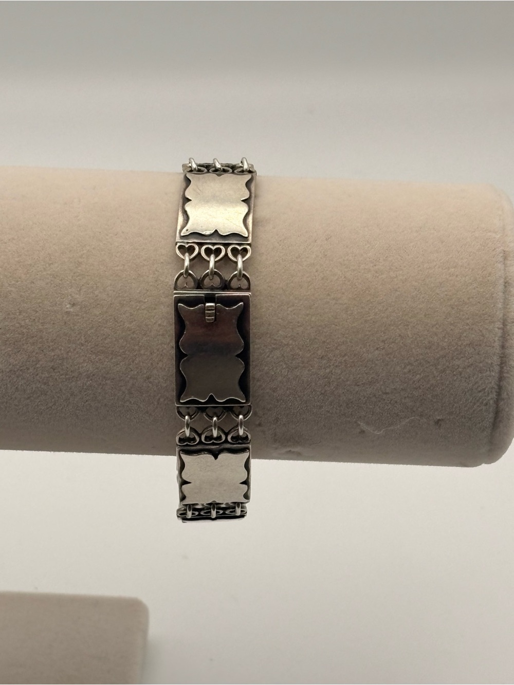 Vintage Norwegian SK 830S Silver Panel Bracelet Scandinavian 7.75”